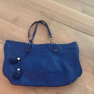 Tory Burch Royal Blue Tote with Gold Accents
